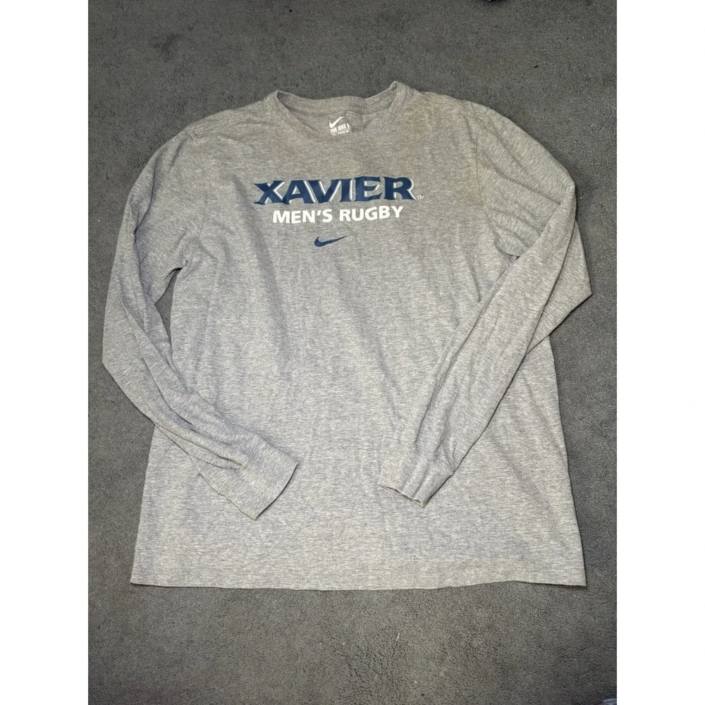 Nike Xavier Men's Rugby Gray Long Sleeve Athletic Shirt Size Large